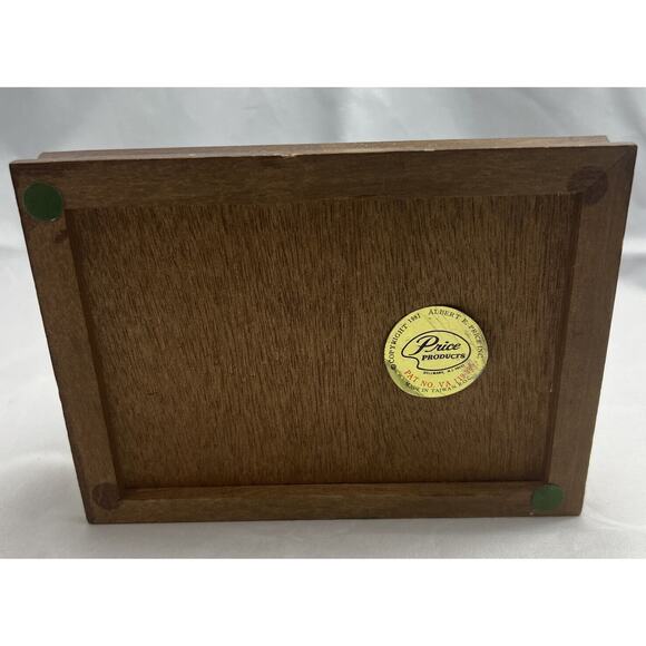 Vintage Wood Playing Card Holder Box with Ceramic Mallard Duck. *Used* - Picture 6 of 11